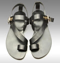 Men's Hollow Leather Roman Sandals, Thong Design