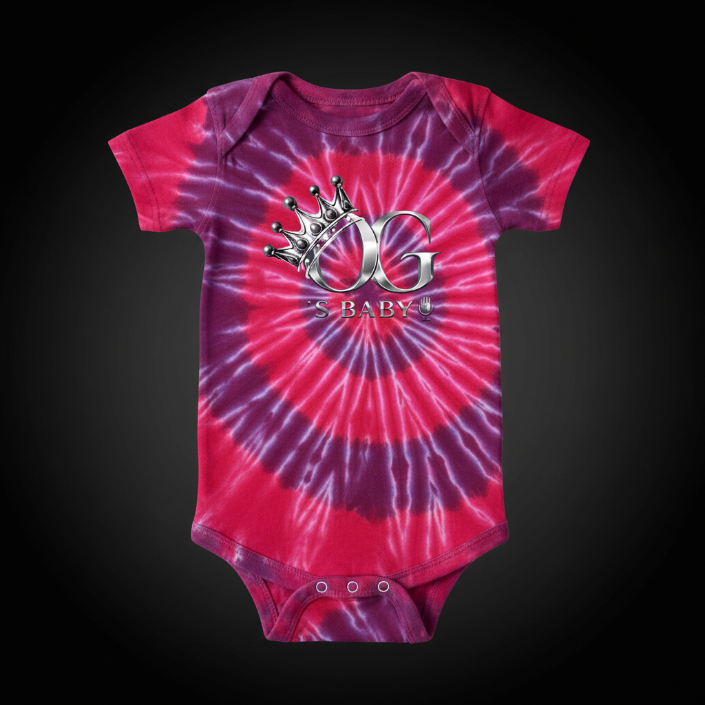 Script OgsBaby Onesie - Tie-Dye Pink Purple